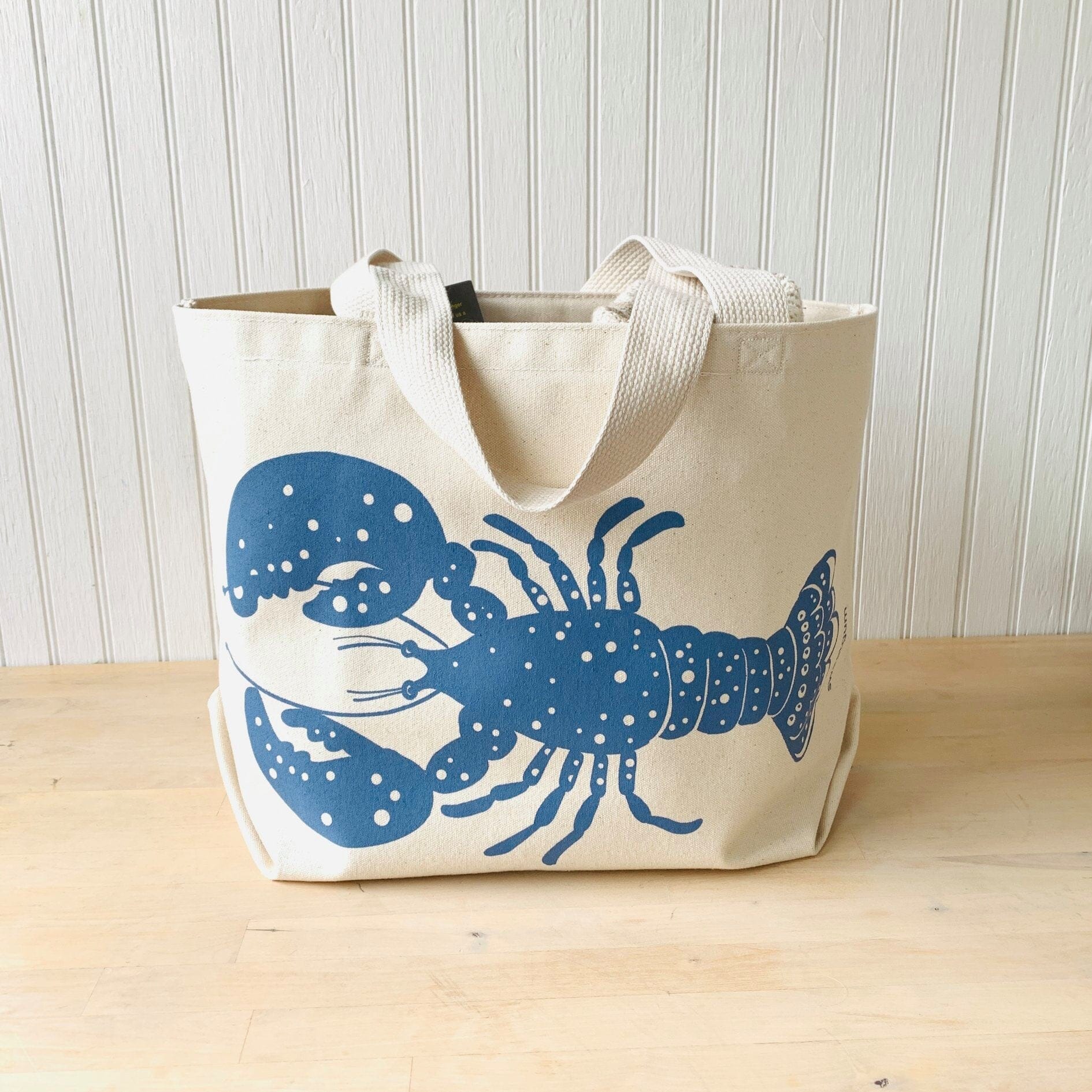Blue Lobster Large Canvas Tote Bag-zoom-1