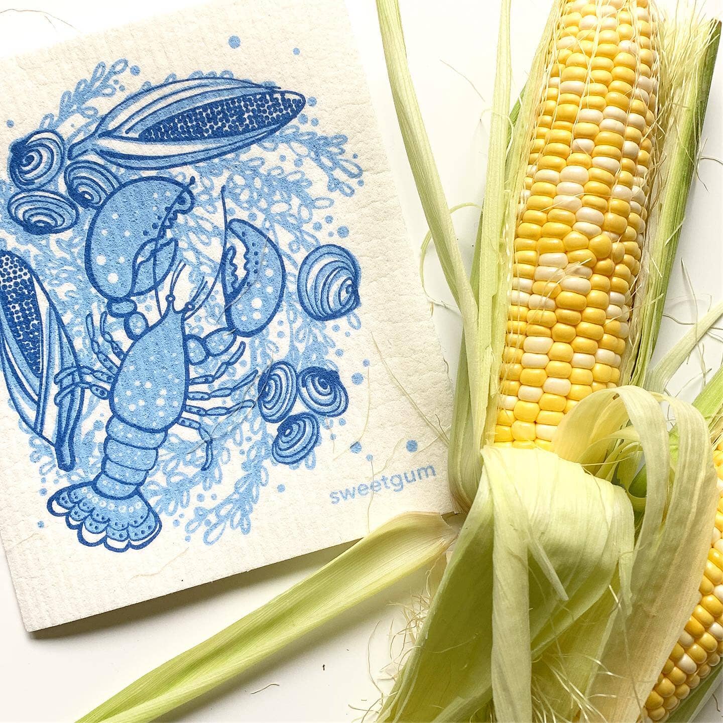 Blue Lobster Swedish Dishcloth