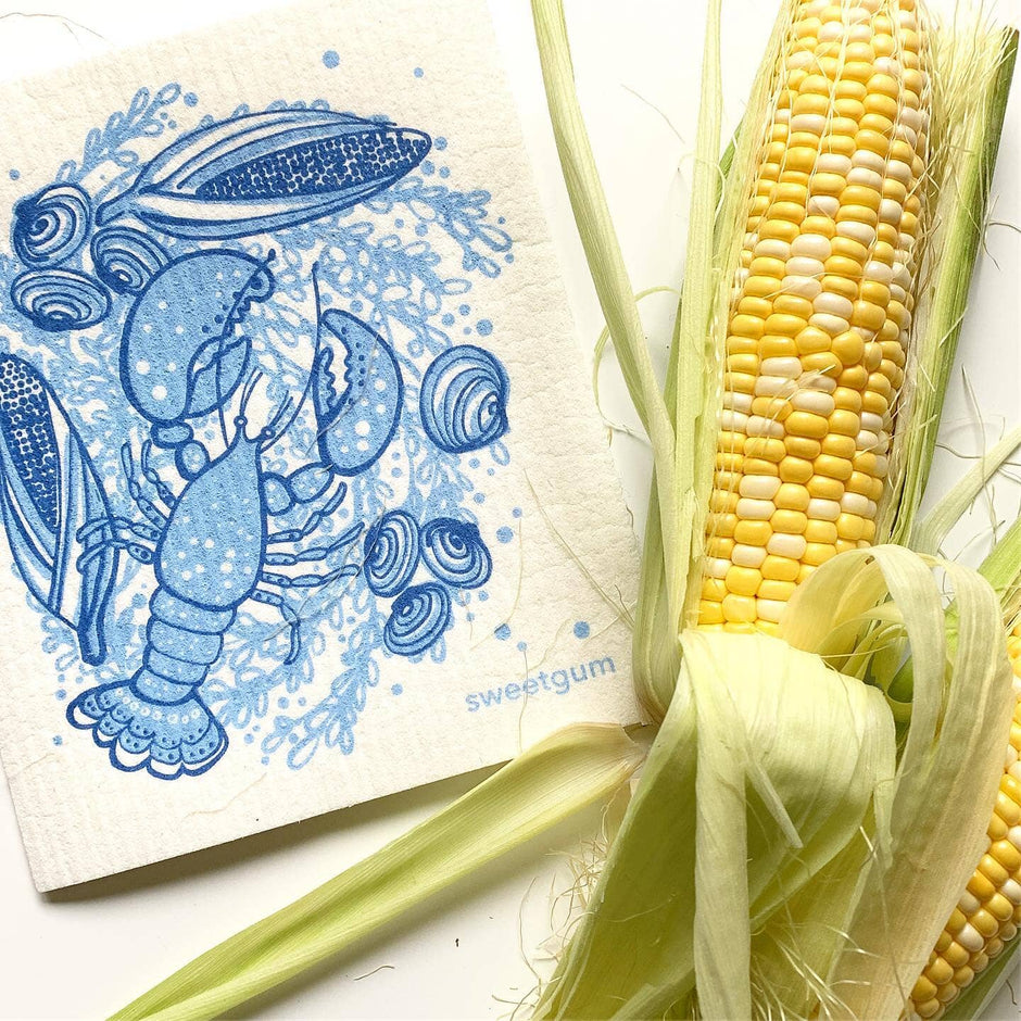 Blue Lobster Swedish Dishcloth