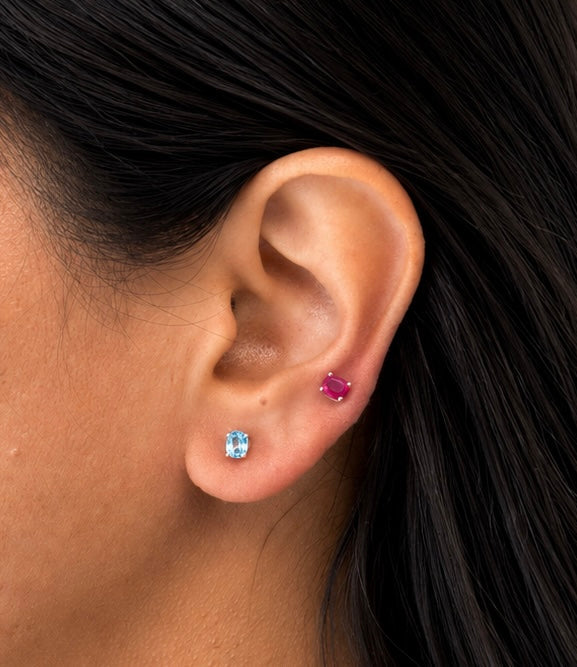 Oval Birthstone Stud Earrings-zoom-13