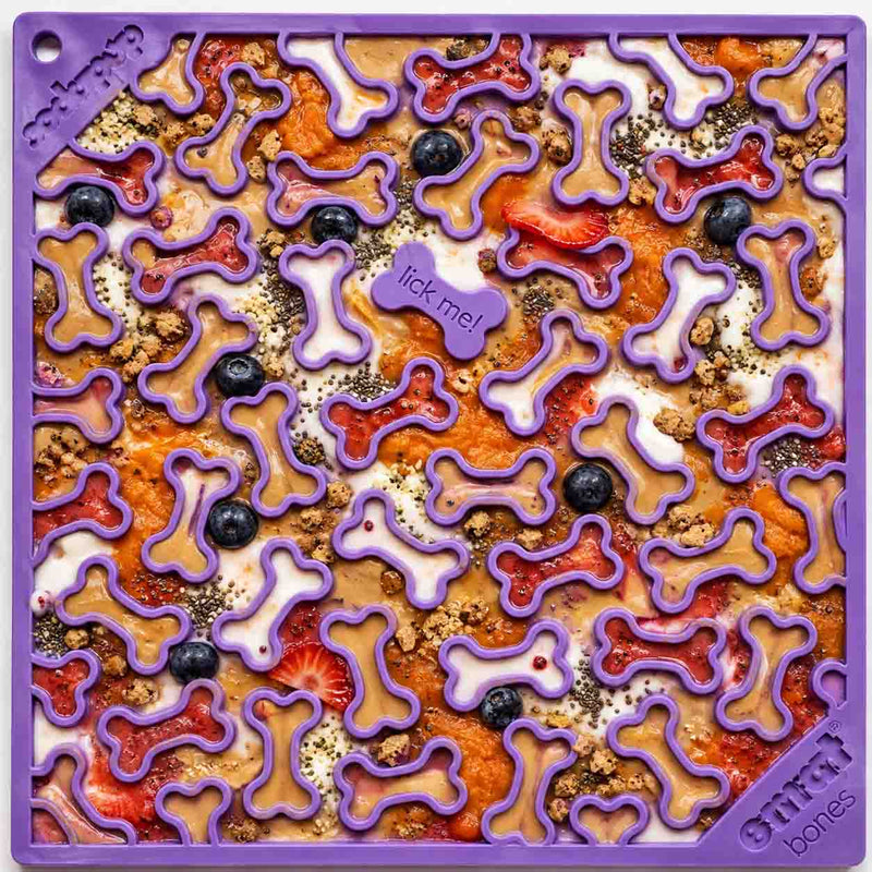 Bones eMat - Enrichment Lick Mat for Dogs and Cats | eMat Enrichment Toy for Anxiety Relief | SodaPup-zoom-