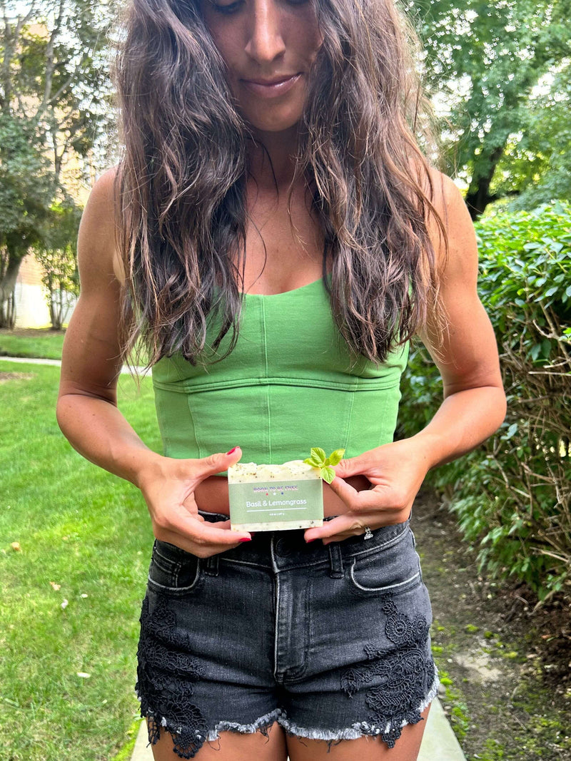 Basil & Lemongrass Tallow Soap Bar-zoom-