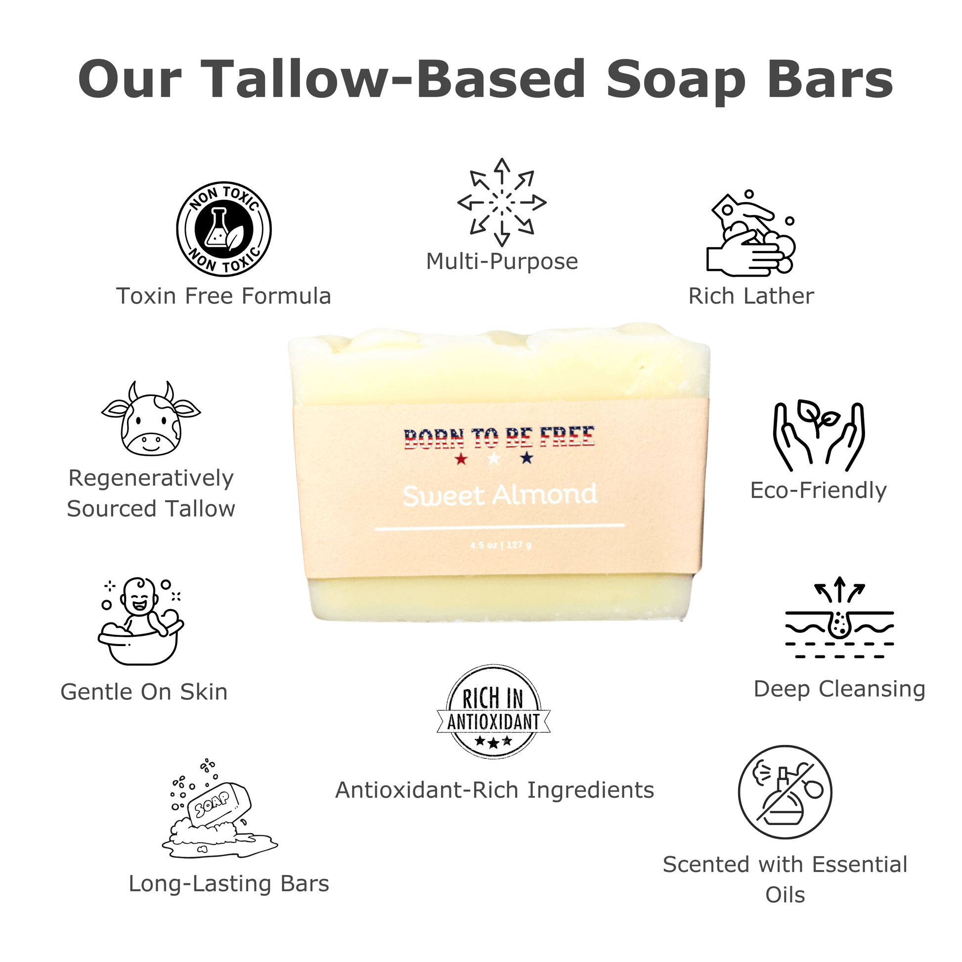 Sweet Almond Tallow Soap Bar-3