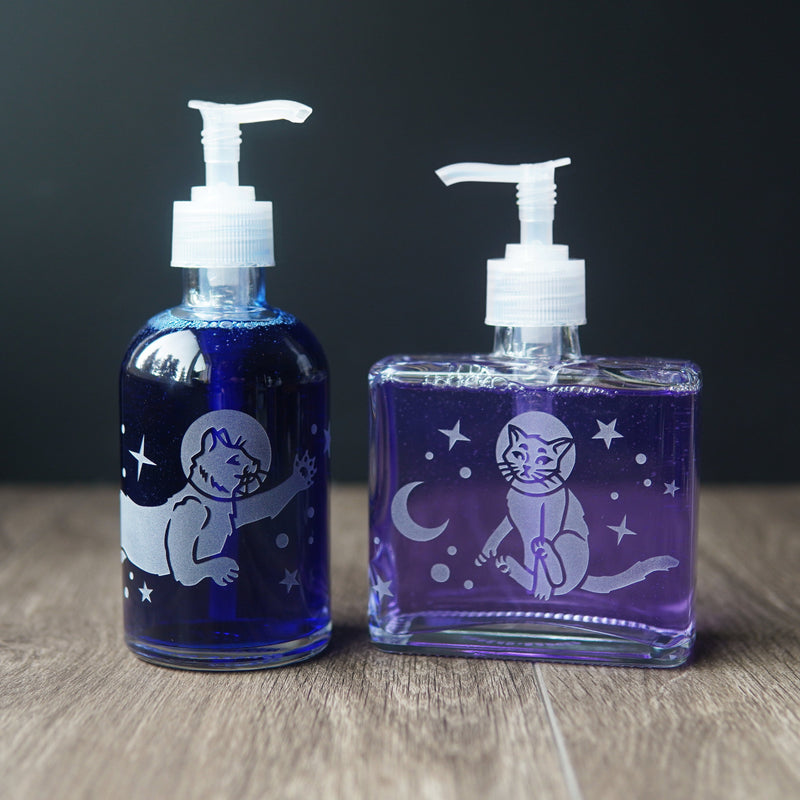Space Cat Soap Dispenser | Recycled Glass Pump Bottle-zoom-