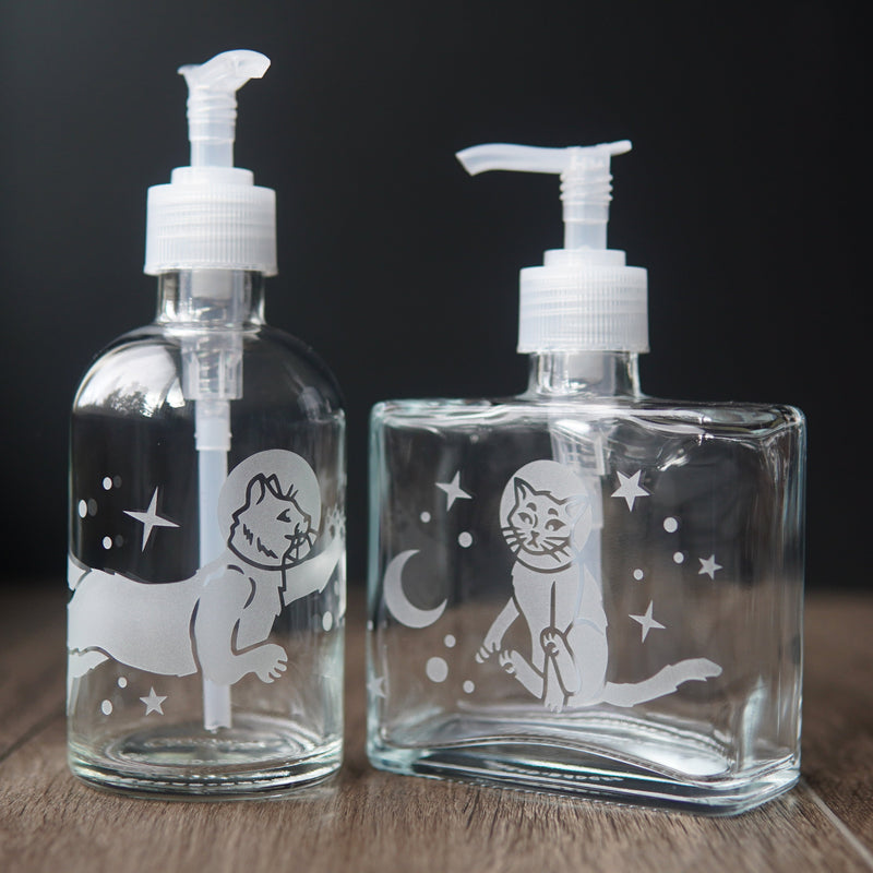 Space Cat Soap Dispenser | Recycled Glass Pump Bottle-zoom-
