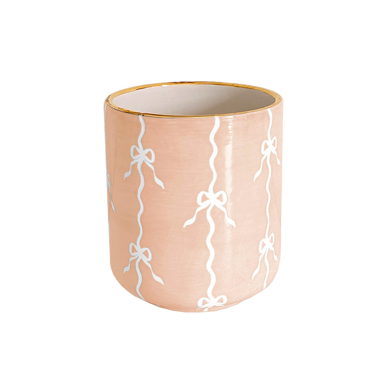 Bow Stripe Vase with 22K Gold Accent-zoom-