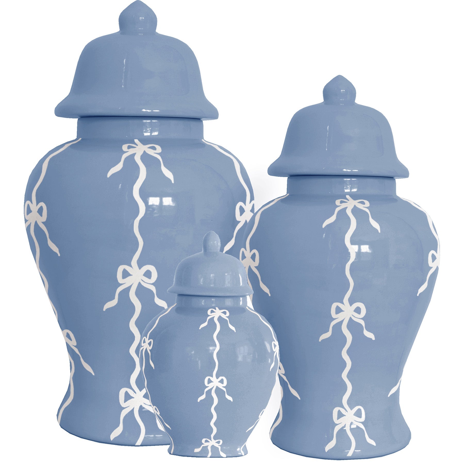 Bow Stripe Ginger Jars in French Blue-zoom-1