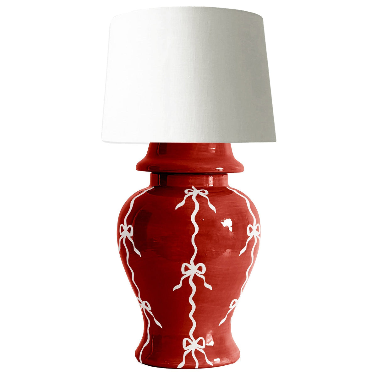Bow Stripe Ginger Jar Lamp in Red-zoom-1