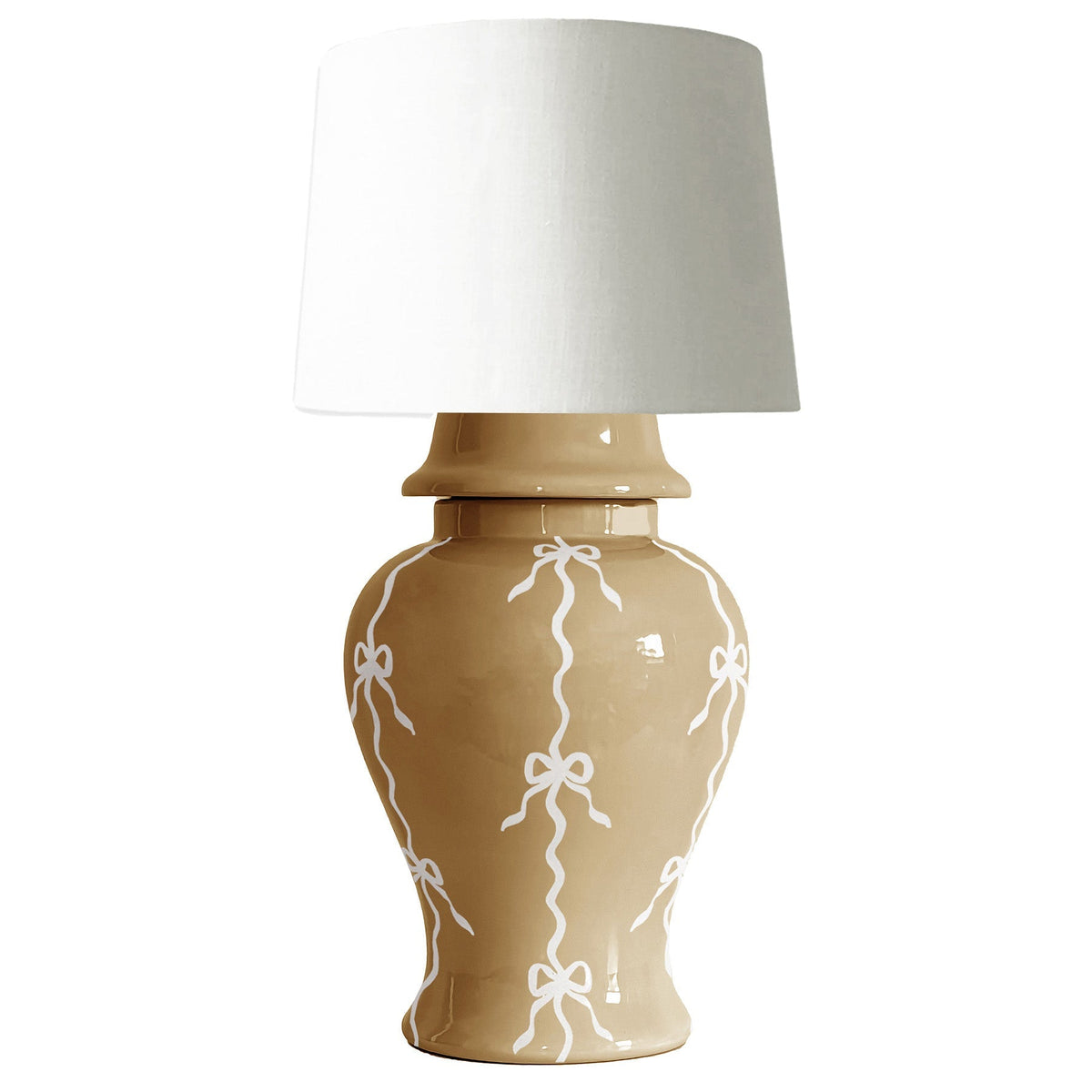 Bow Stripe Ginger Jar Lamp in Sand-1