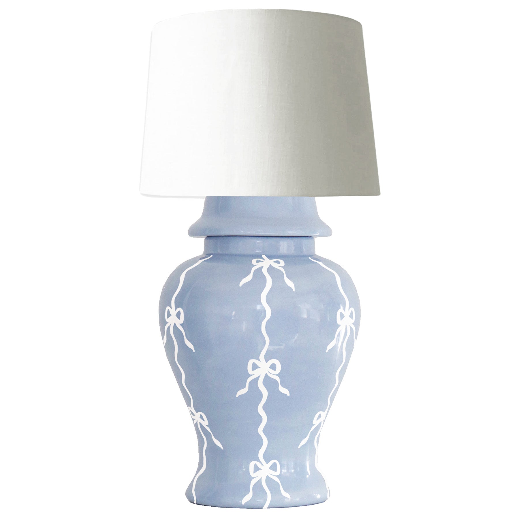 Bow Stripe Ginger Jar Lamp in Serenity Blue-zoom-1
