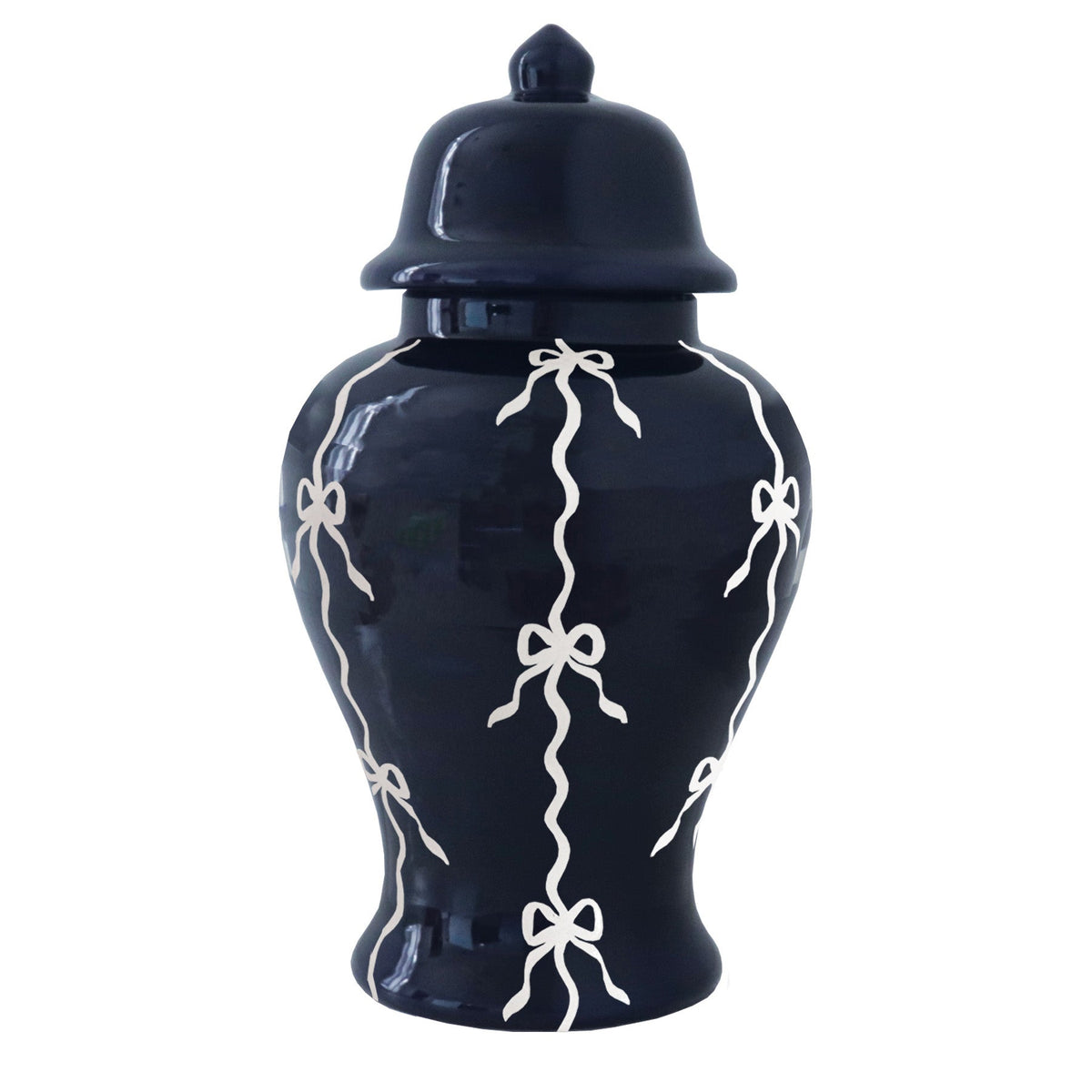 Bow Stripe Ginger Jars in Navy Blue-2