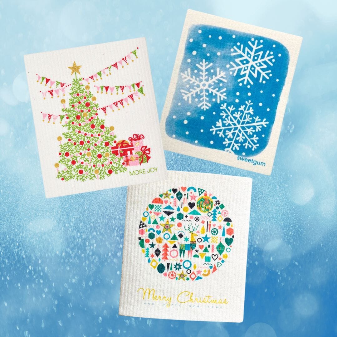 Christmas Tree, Ornament & Snowflakes | Bundle of 3 Swedish Dishcloths