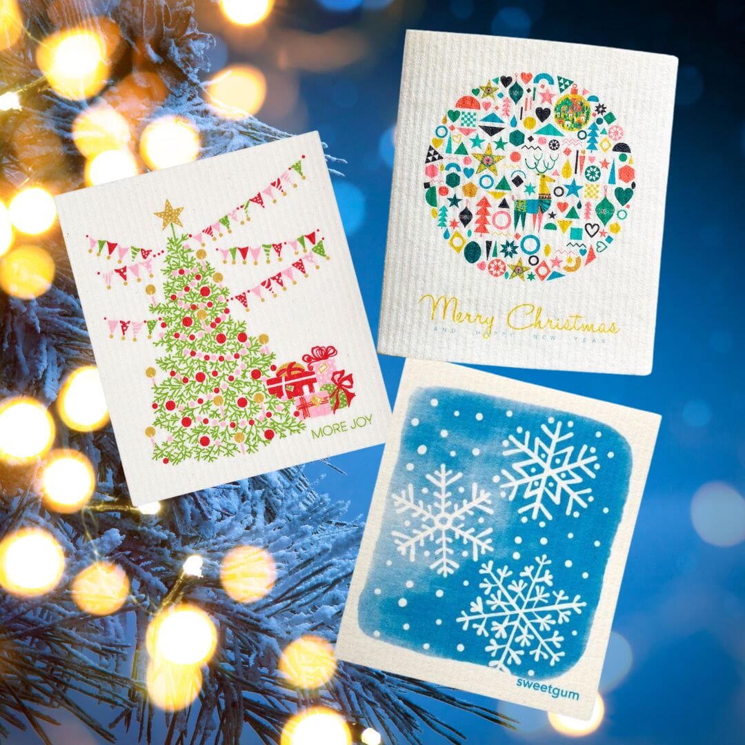 Christmas Tree, Ornament & Snowflakes | Bundle of 3 Swedish Dishcloths