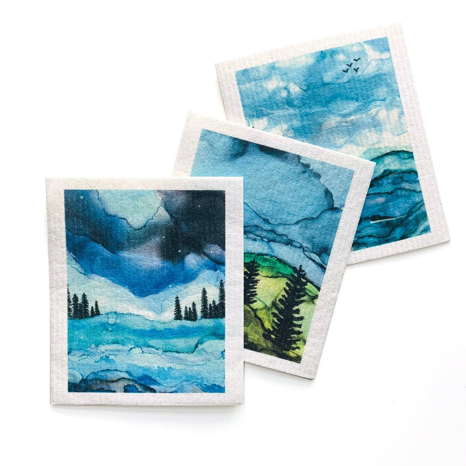 Coastal Forest by Studio Feron | Bundle of 3 Swedish Dishcloths