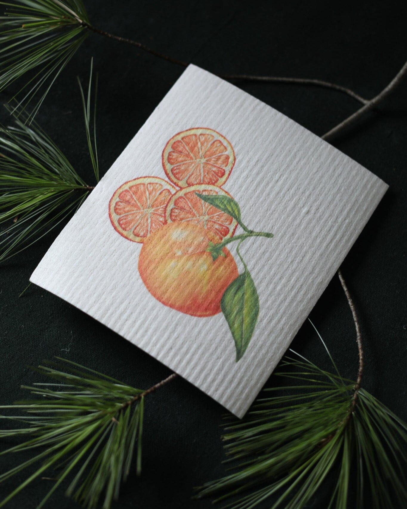 Pears, Tangerine, and Pinecone | Bundle of 3 Swedish Dishcloths-zoom-4