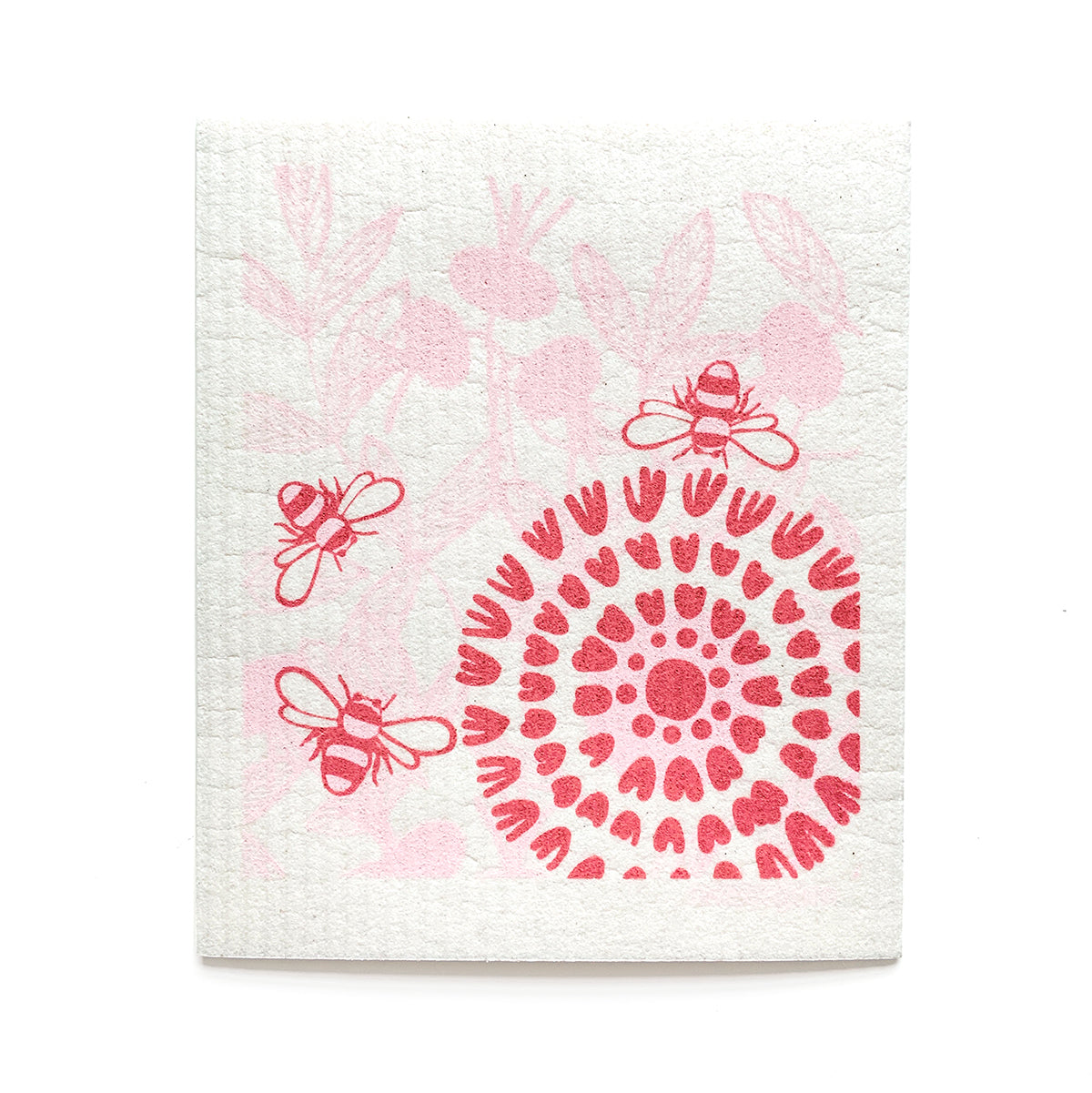Pink Flowers & Hummingbird | Bundle of 3 Swedish Dishcloths-zoom-4