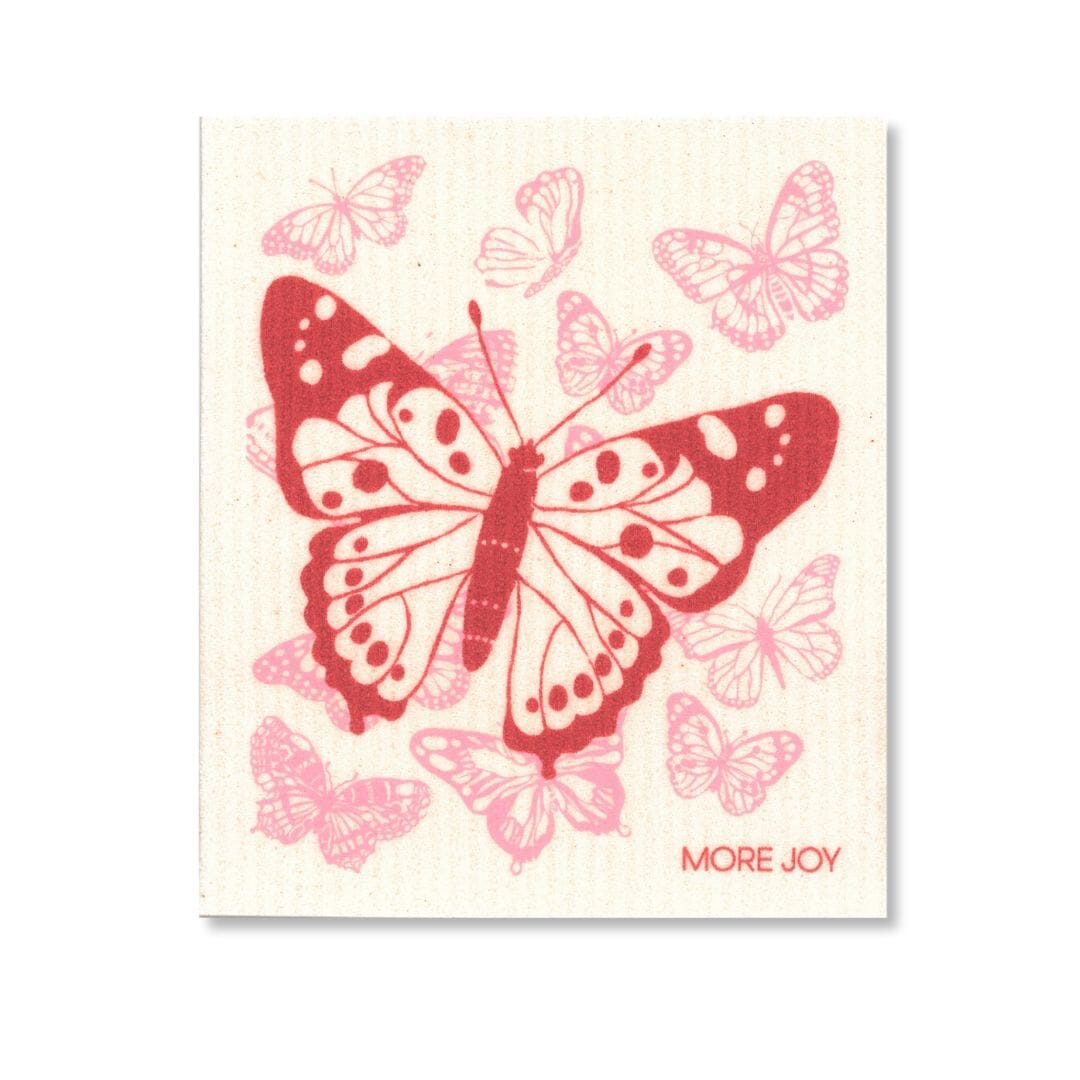 Butterfly Swedish Dishcloth | Red, Pink and white-zoom-1