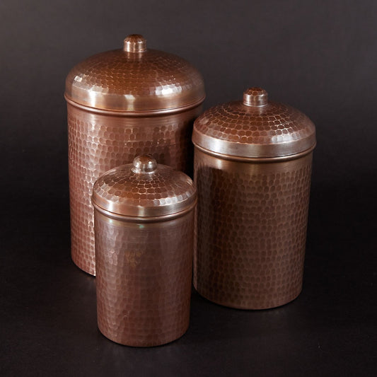 Copper Kitchen Canisters | Small Set, 3 Pieces