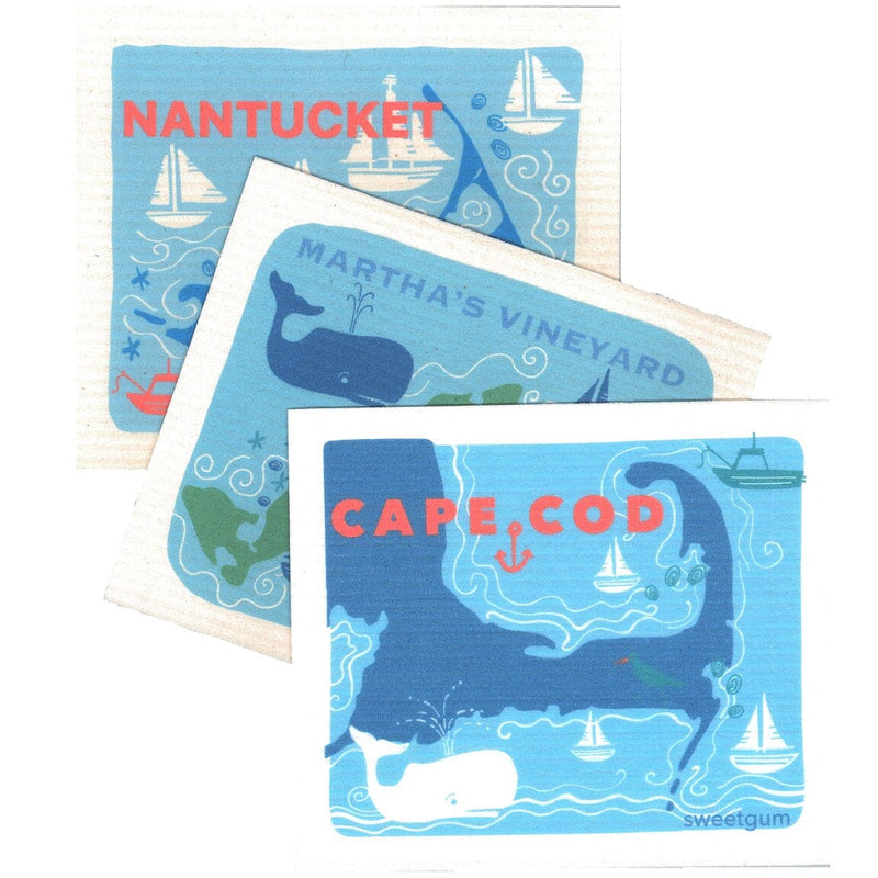 Cape Cod & Islands | Bundle of 3 Swedish Dishcloths-zoom-