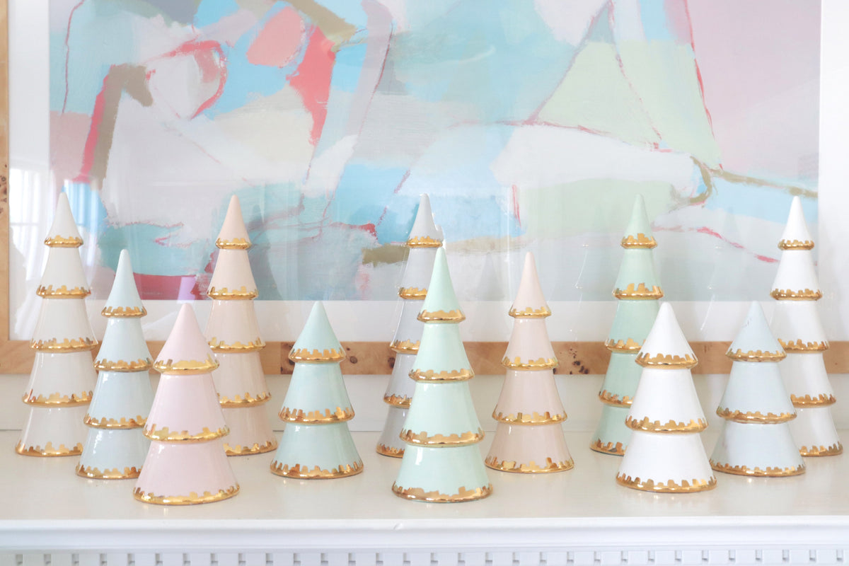 Blush Tiered Christmas Trees with 22K Gold Brushstroke Accent-6