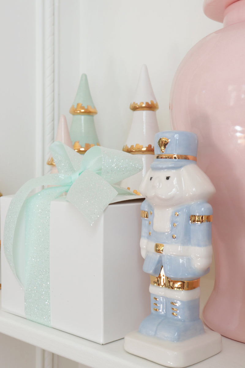 White Tiered Christmas Trees with 22K Gold Brushstroke Accent-zoom-
