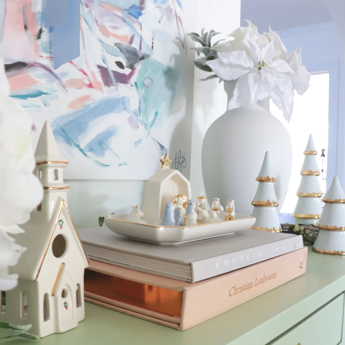 Ivory Christmas Village 3-Piece Set with 22K Gold Accents-zoom-4