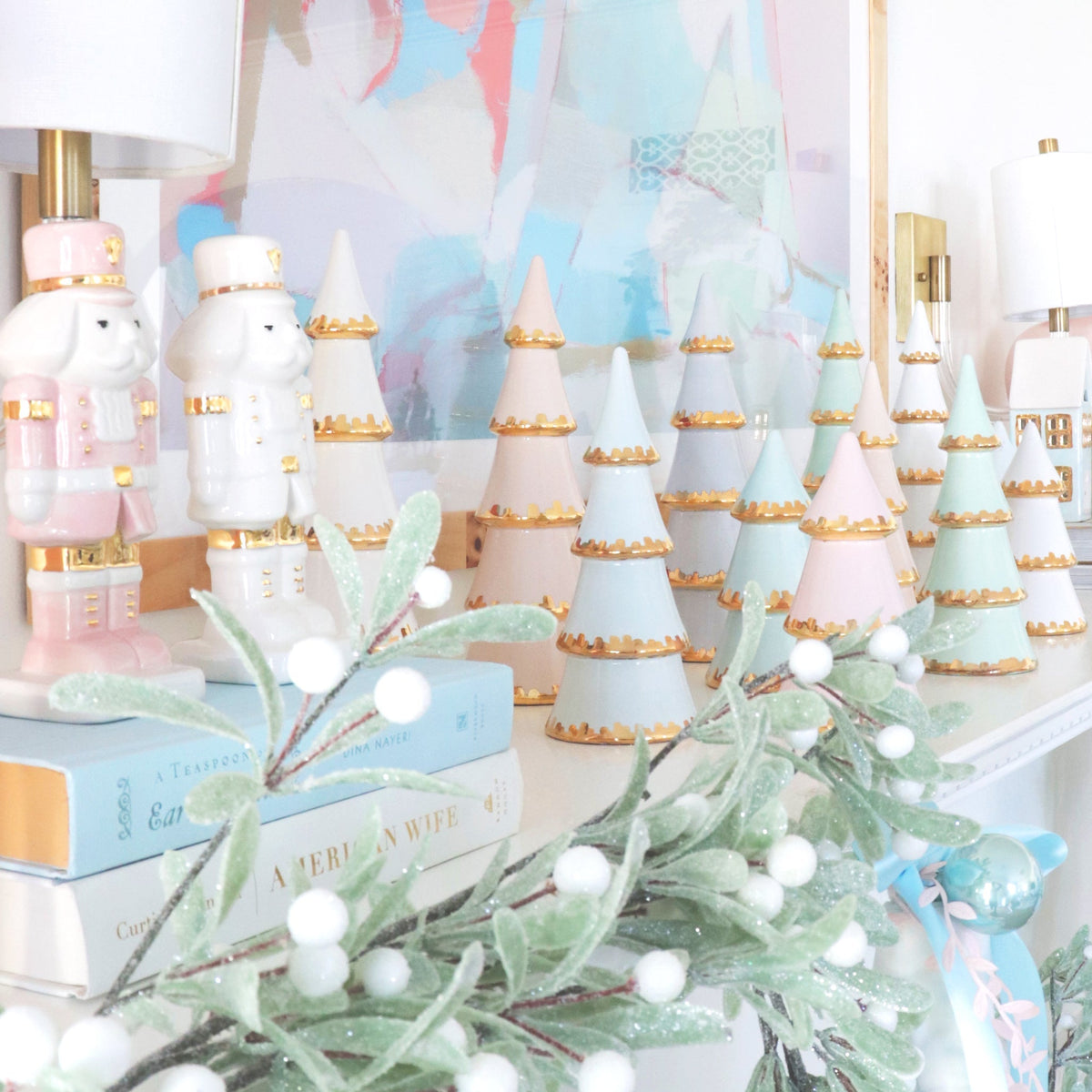 Blush Tiered Christmas Trees with 22K Gold Brushstroke Accent-zoom-5