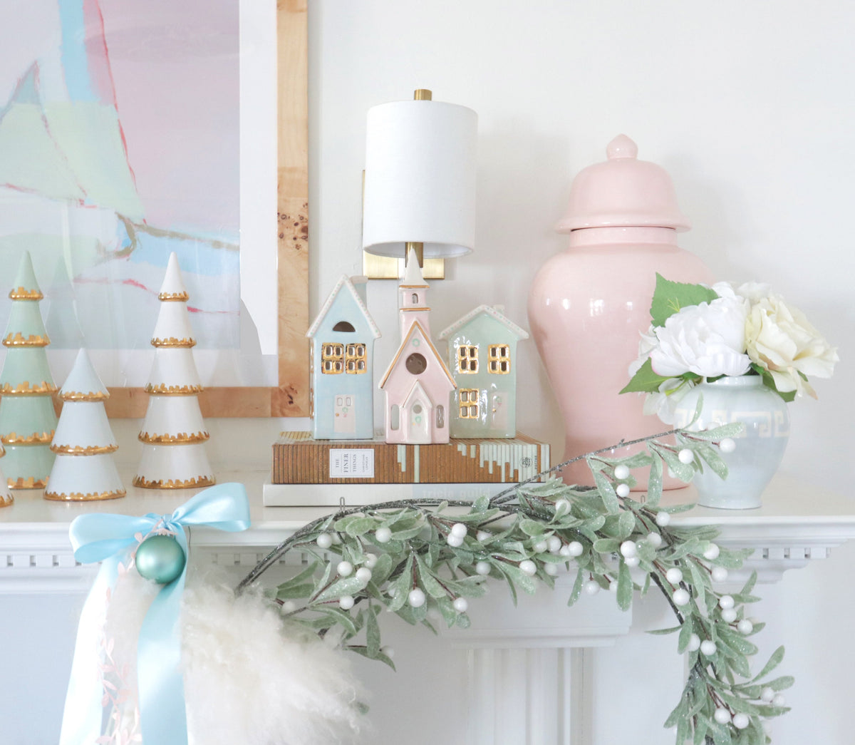 White Tiered Christmas Trees with 22K Gold Brushstroke Accent-zoom-11