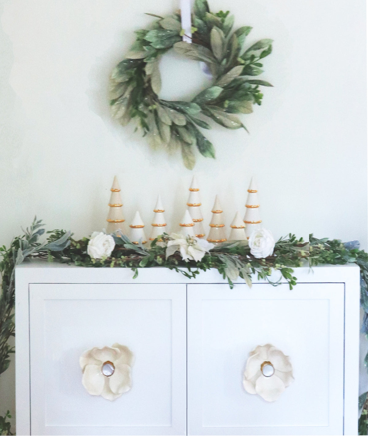 Beige Tiered Christmas Trees with 22K Gold Brushstroke Accent-2