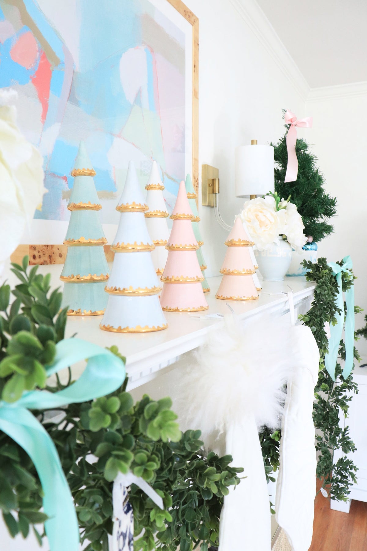 Blush Tiered Christmas Trees with 22K Gold Brushstroke Accent-zoom-3