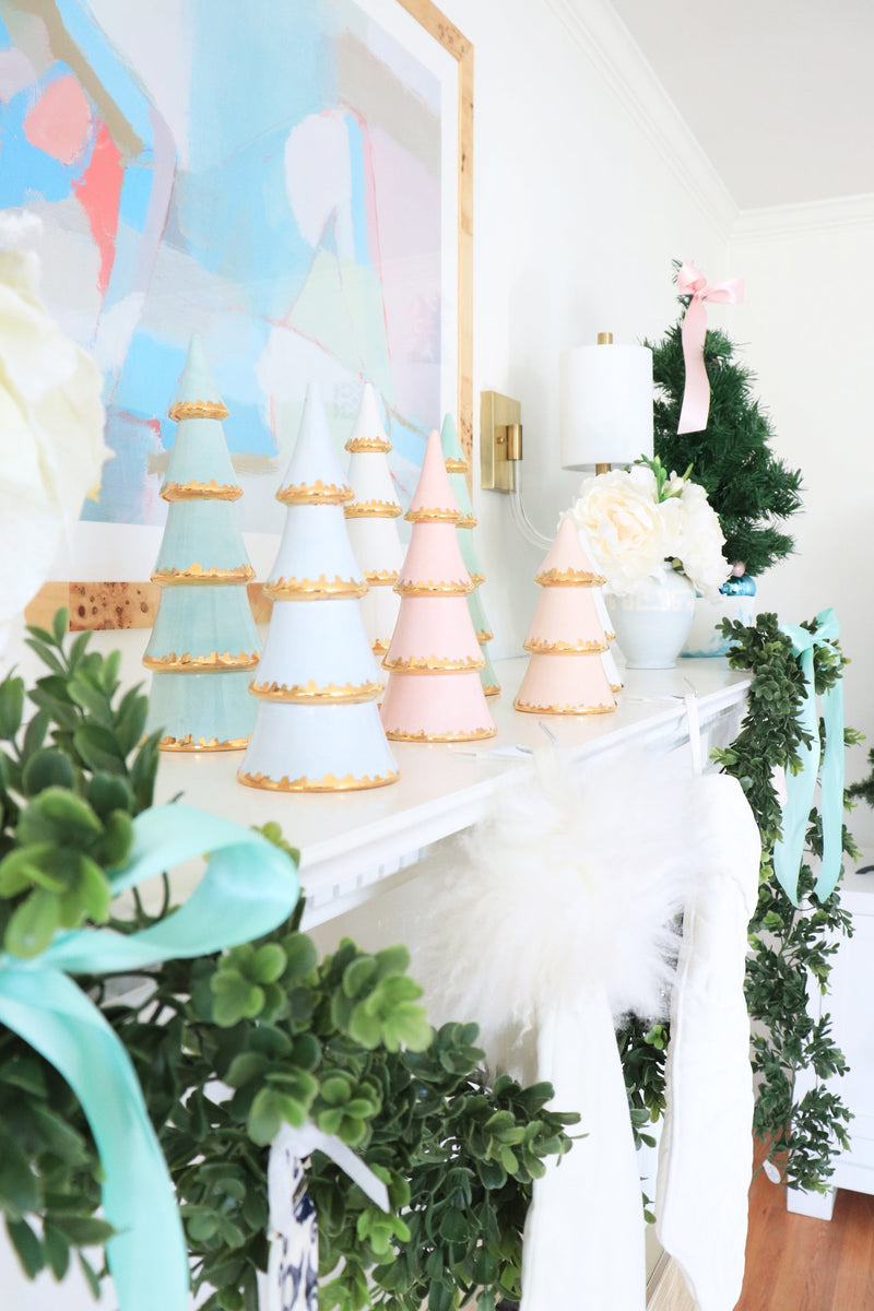 Blush Tiered Christmas Trees with 22K Gold Brushstroke Accent-zoom-