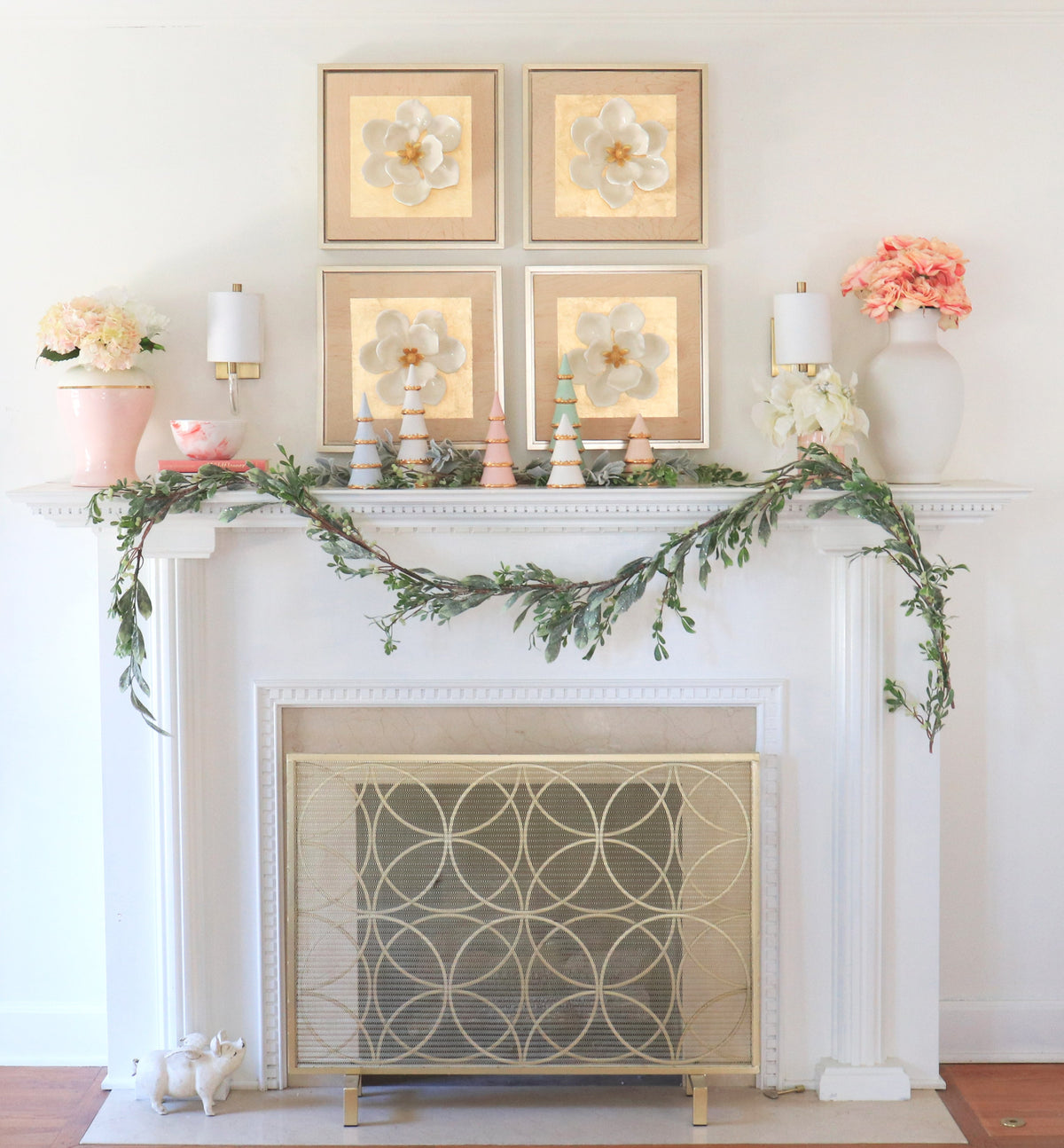 Blush Tiered Christmas Trees with 22K Gold Brushstroke Accent-zoom-2