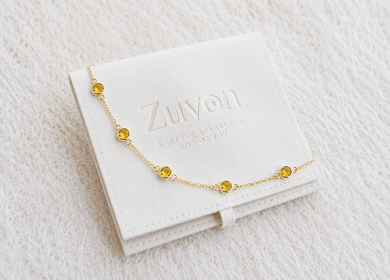 November Birthstone Citrine Bracelet | Sterling Silver & Gold Gemstone Jewelry-zoom-