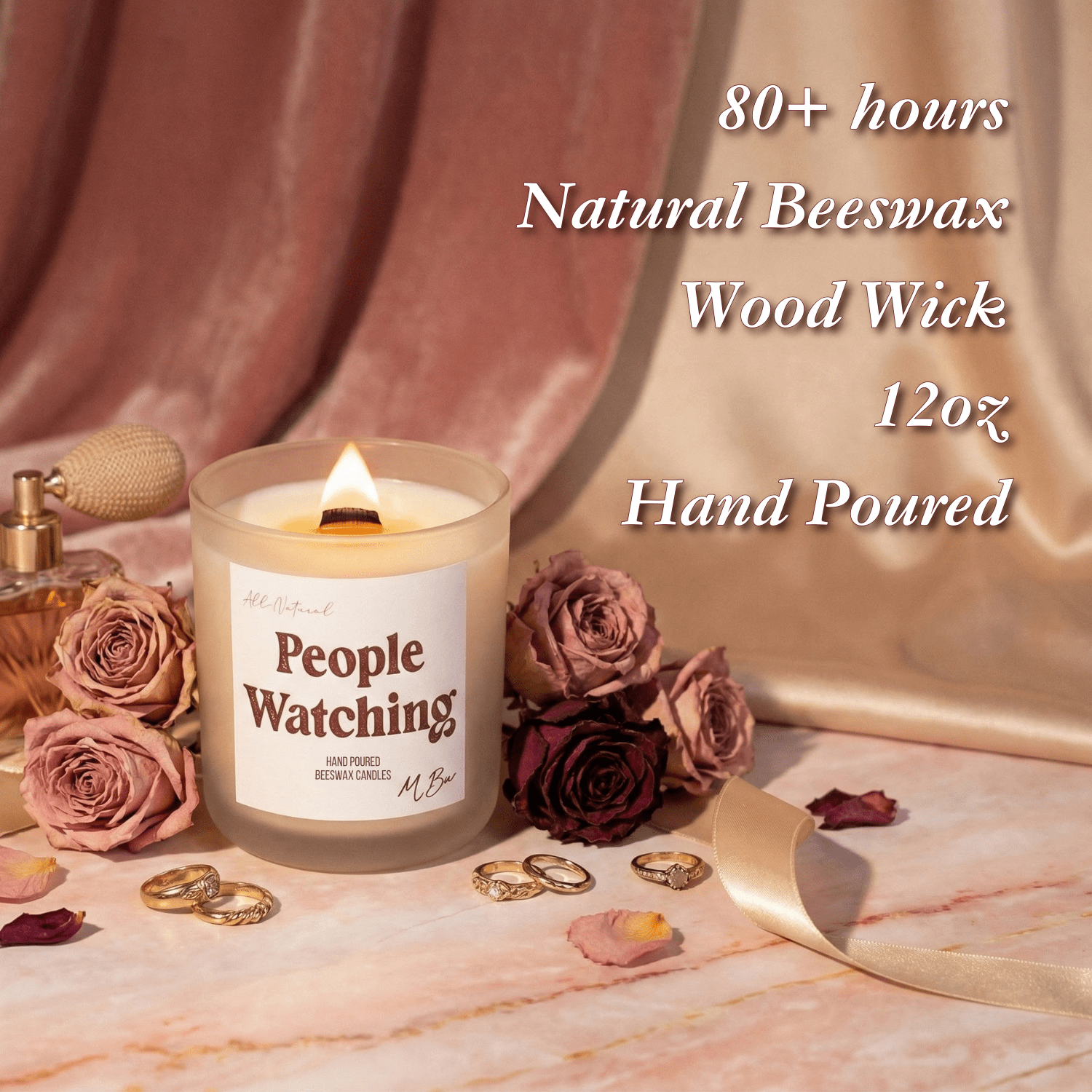 People Watching Beeswax Candle - Aware House - MBur Candle Co. -