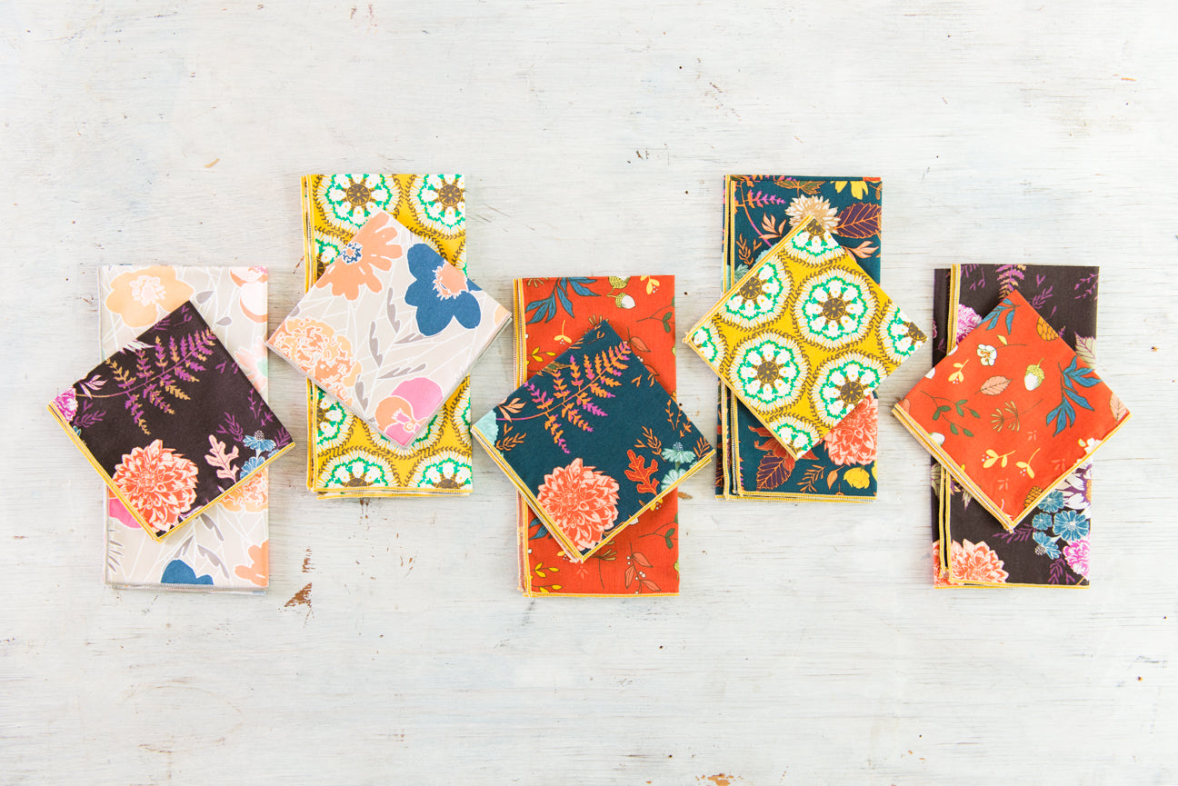 Winter Blue Floral Cloth Napkins | Set of Four