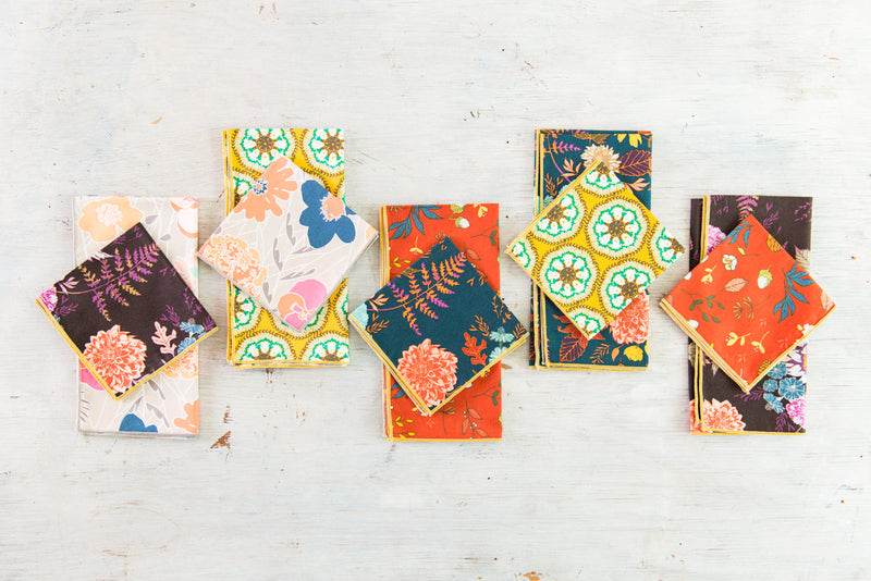 Winter Blue Floral Cloth Napkins | Set of Four-zoom-