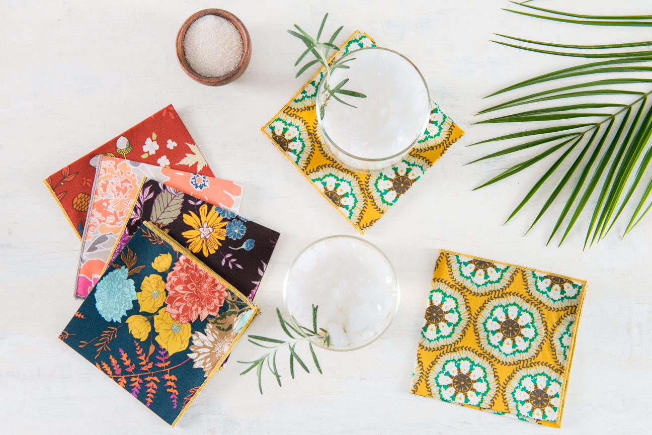 Winter Blue Floral Cloth Napkins | Set of Four