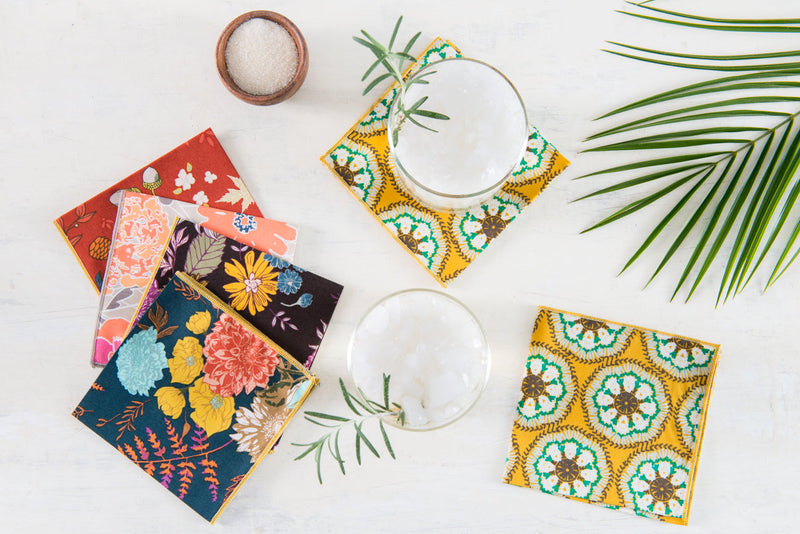 Winter Blue Floral Cloth Napkins | Set of Four-zoom-