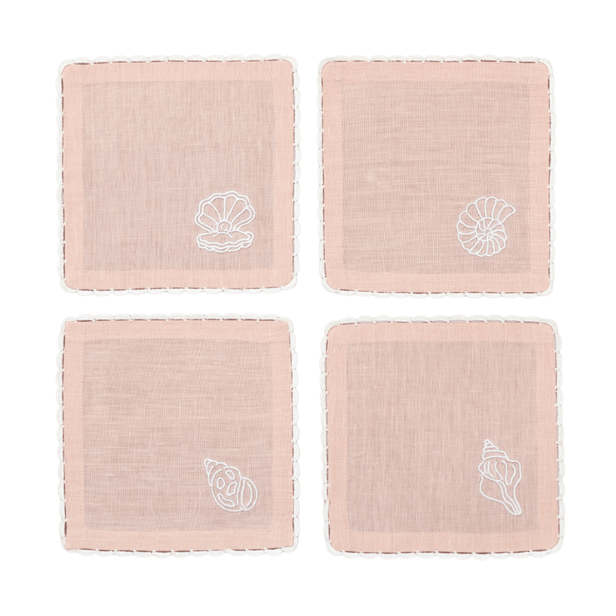 Hand Embroidered Marine Life Cocktail Napkins | Set of 4 - Aware House - Neem Crafts -