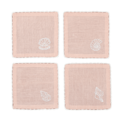 Hand Embroidered Marine Life Cocktail Napkins | Set of 4 - Aware House - Neem Crafts -
