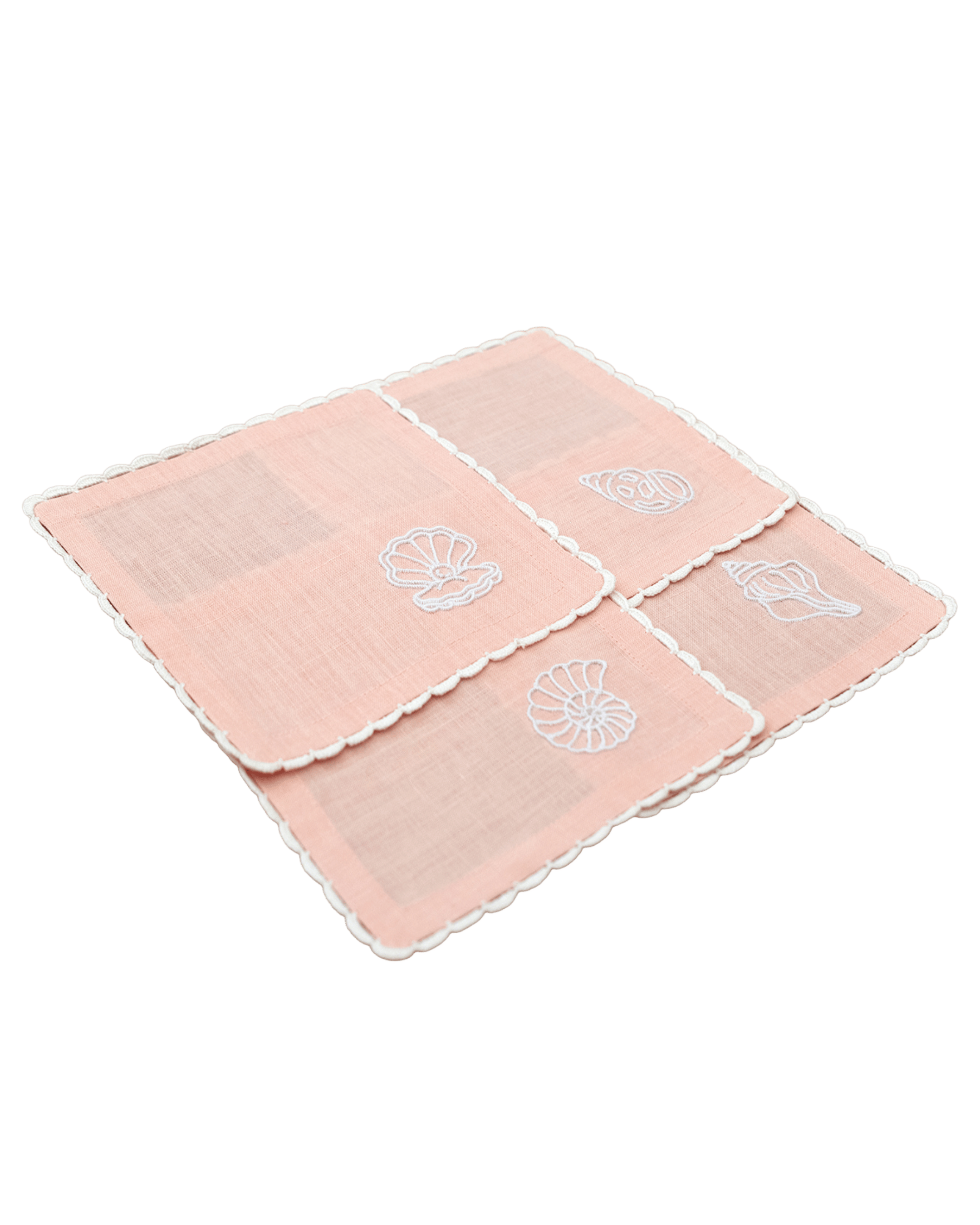 Hand Embroidered Marine Life Cocktail Napkins | Set of 4