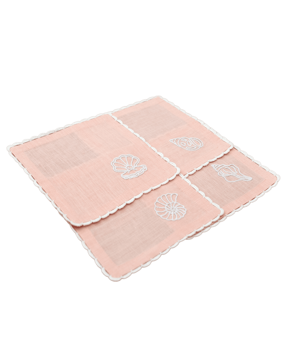 Hand Embroidered Marine Life Cocktail Napkins | Set of 4 - Aware House - Neem Crafts -