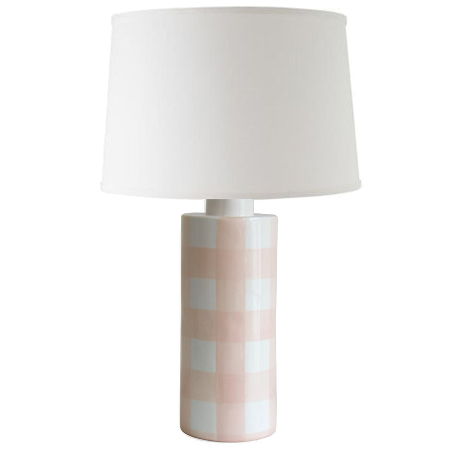 Blush Gingham Column Lamp - Aware House
