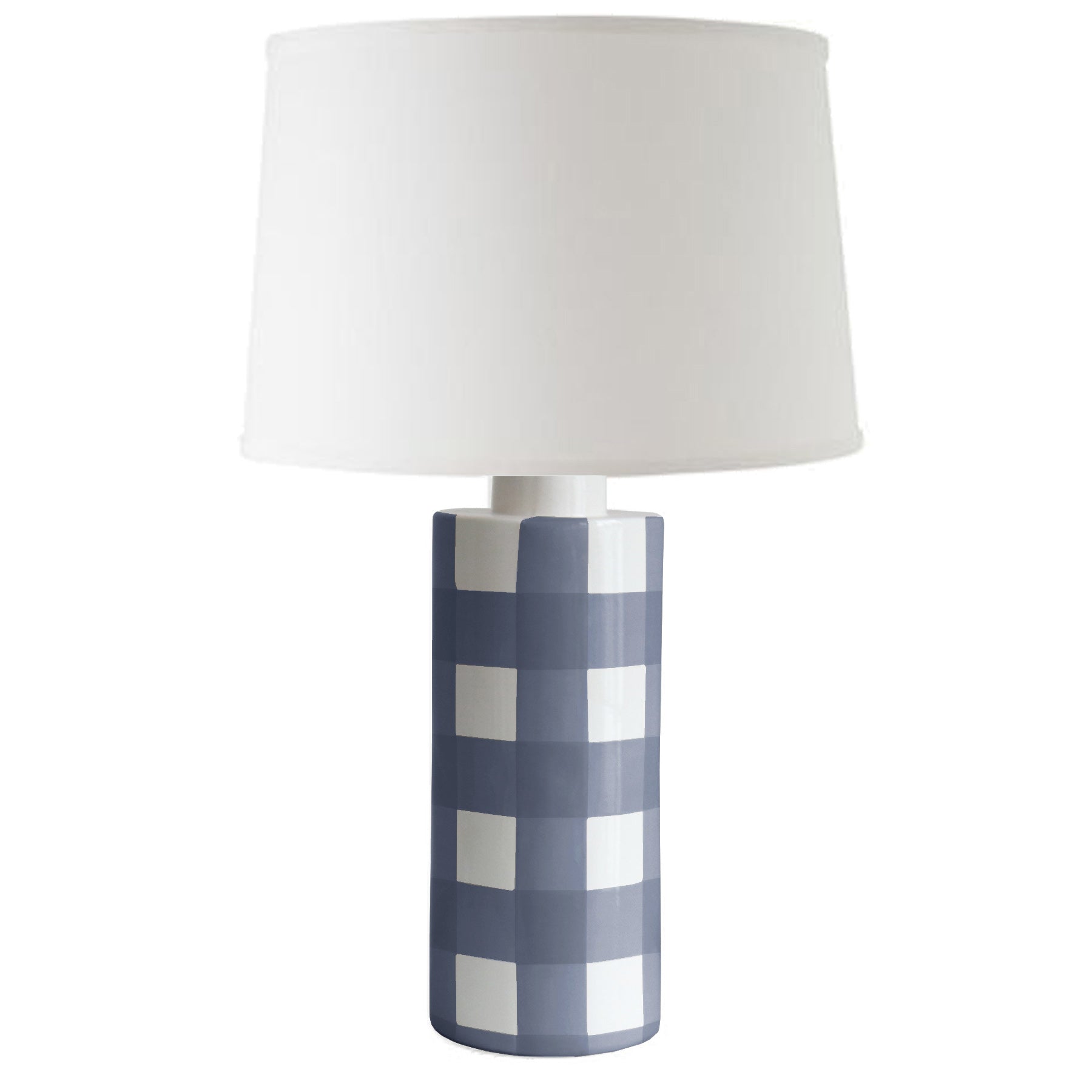 Navy Blue Gingham Column Lamp-zoom-1