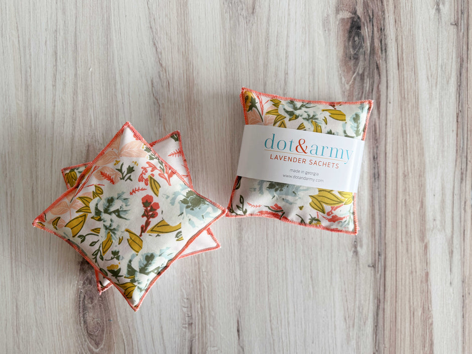 Coral and Blue Lavender Sachets | Set of Two