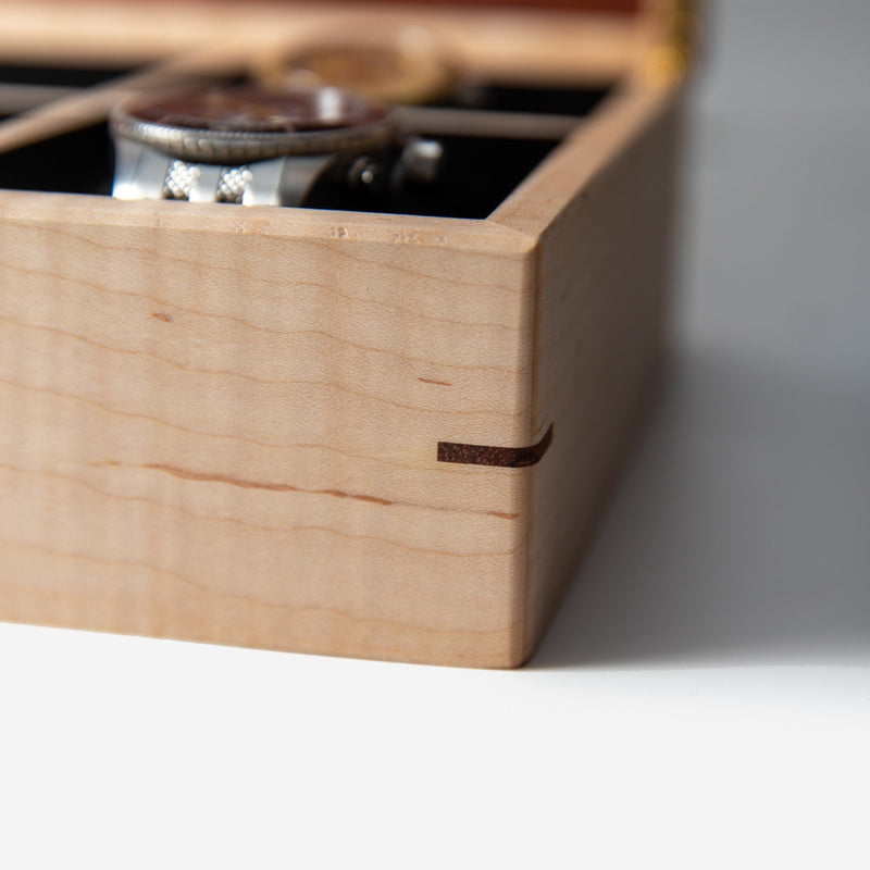 Watch Box |  Curly Maple and Sapele Mahogany | 8 Watch Compartments-zoom-