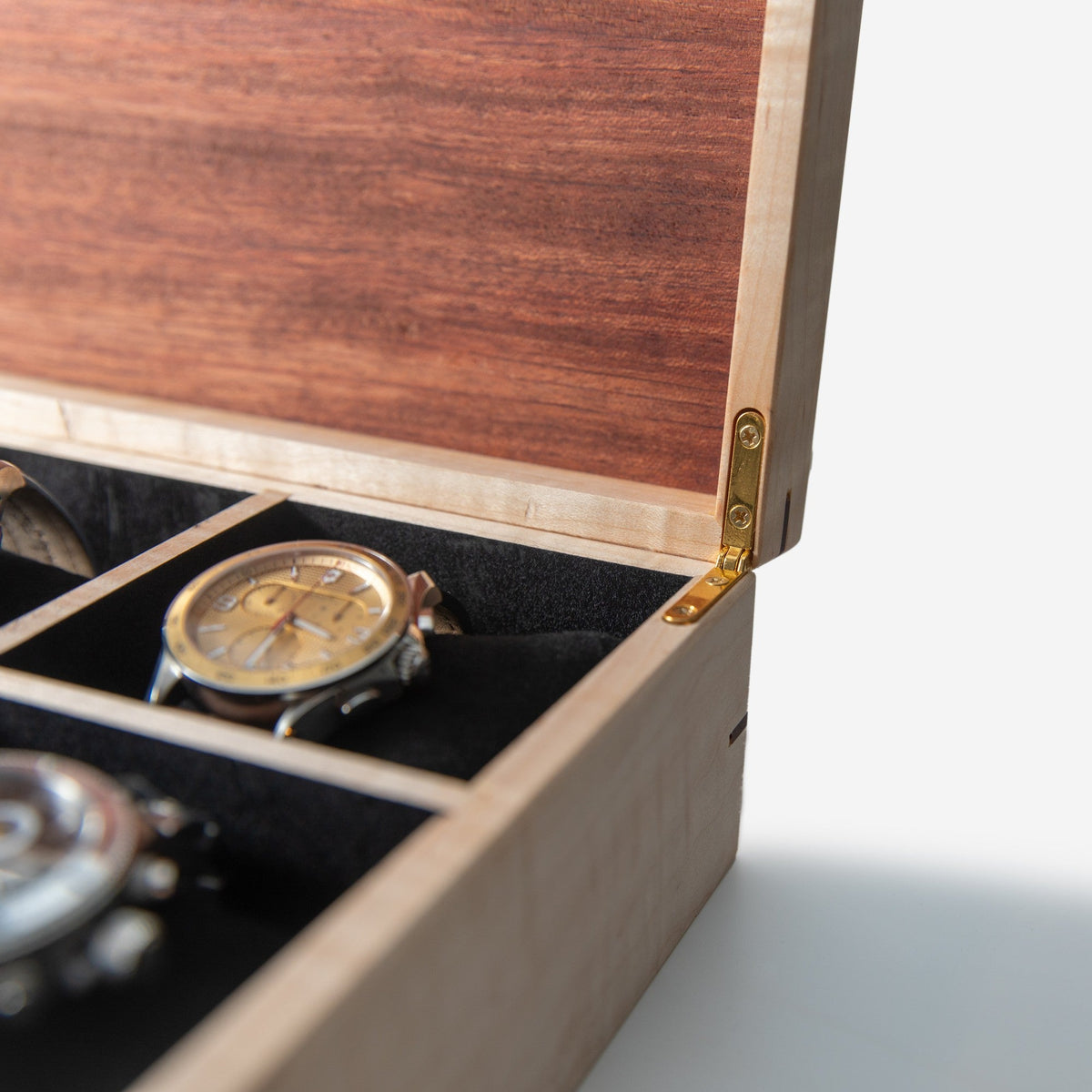 Watch Box |  Curly Maple and Sapele Mahogany | 8 Watch Compartments-15