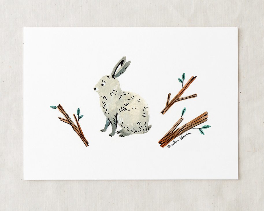 Rabbit and Twigs Art Print-1