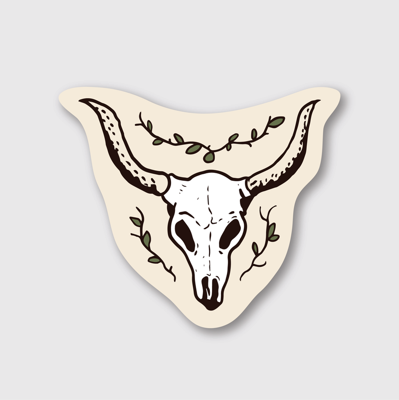 Longhorn Skull Sticker-zoom-