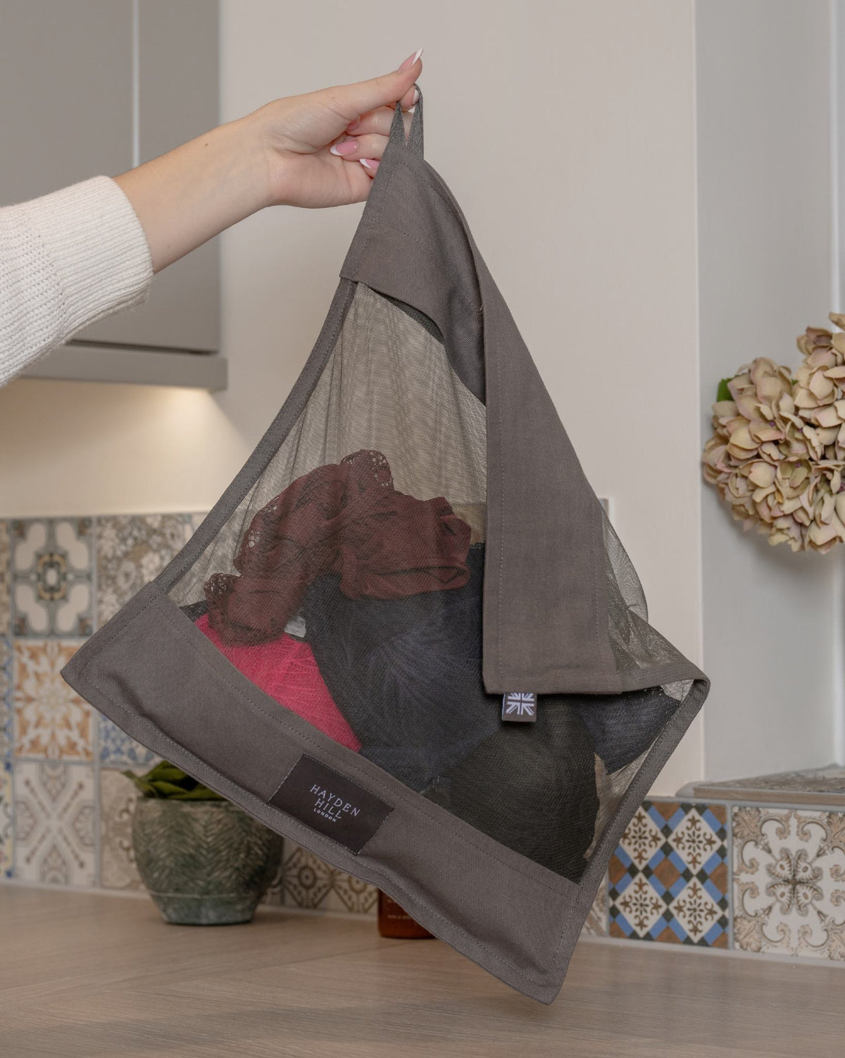 Organic Cotton Wash Bags For Delicates | Set of 2 | Charcoal Gray-zoom-4